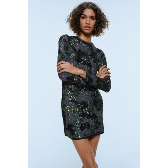 zara printed sequin dress